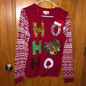 UGLY Christmas Sweater Medium with Reindeer Lavender Moon